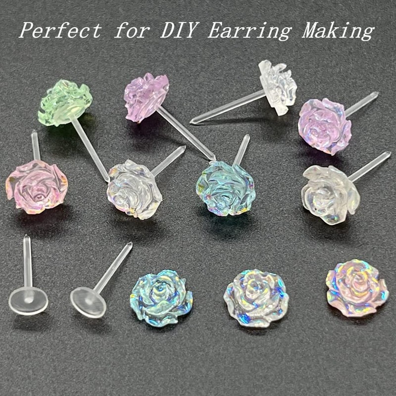 Clear Earrings for Work,300 Pairs Clear Stud Earrings and Earring
