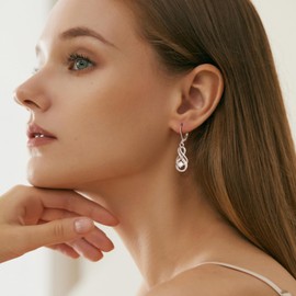 ALEXCRAFT Dangle Drop Sterling Silver Earrings for Women 925 Cubic Zirconia Leverback Long Hanging Earring Jewelry Gift