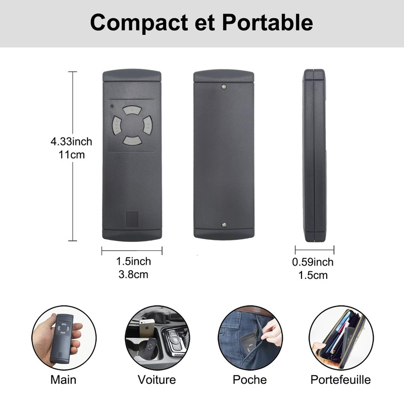LEDGM Remote Control for Hörmann Garage Grey 40.685 MHz Compatible