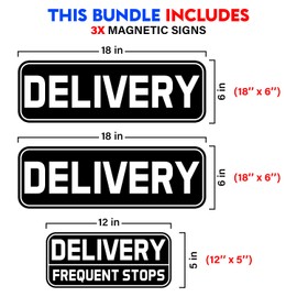 (3 Pack) Professional (Original) Heavy Duty Delivery Driver Magnetic Signs U.S. Rural Delivery Carrier Magnets 2 (18"×6") 1 (12"×5") For Cars, SUV, Trucks, Reflective (White,Black)