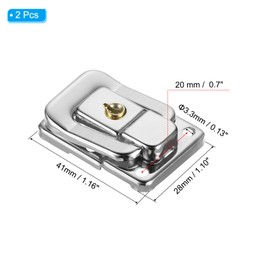 PATIKIL Suitcase Lock Hasp 1.6" x 1.10",2Pcs Iron Toggle Catch Lock with Keys/Screws Latch Clasp for Jewelry Box Wooden Case Toolbox, Silver