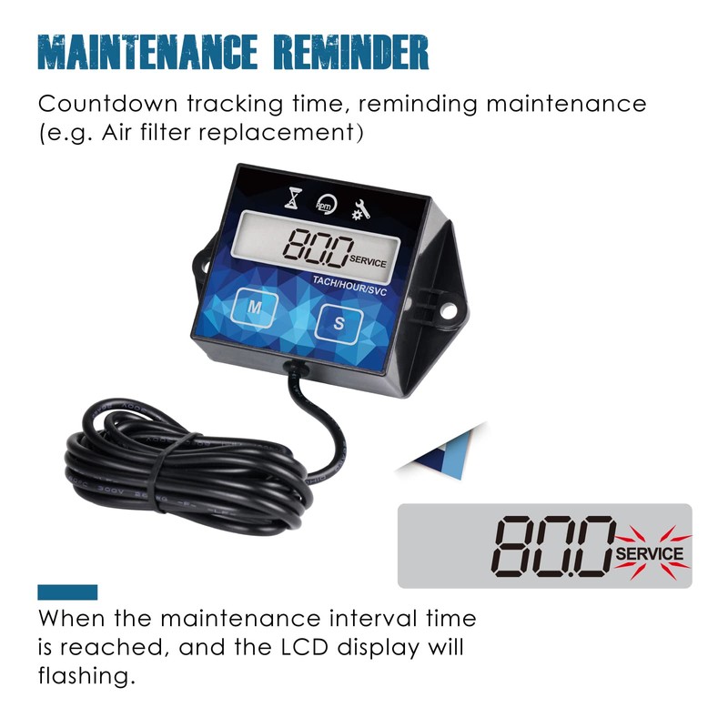 Runleader 2 Pieces Runleader Small Engine Timer, Digital Tachometer, Maintenance
