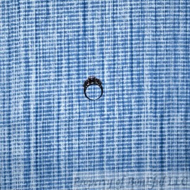 Signature BonEful Fabric FQ Cotton Quilt Blue White Gray Tone Silver Metallic Stripe Print