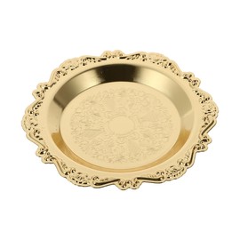 Homoyoyo Portavelas Decorativo de Hierro Dorado, Plato Candelero Vintage para Velas de Pilar, Base Metálica Elegante para Centro de Mesa, Boda y Eventos