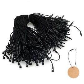 MINBOOT Tagging Loop, Tag Fastener, Set of 200, Cotton, Tag Thread, Black, 7.9 inches (200 mm) Length, Ring Snap Lock, Pin Loop, Commercial Tag Line, Loop Lock, Lockable, Stores, Clothes, Price Tags