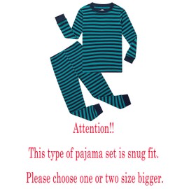 Family Feeling Big Boys Striped Black Blue Pajamas Long Sleeve 100% Cotton Kid Pjs 8