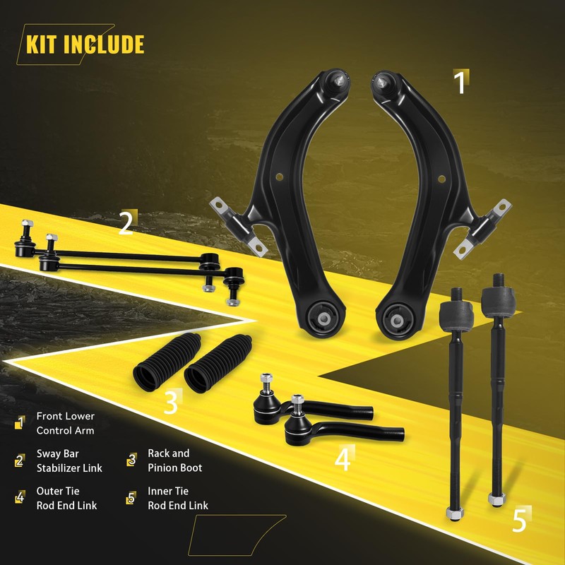 10Pc Suspension Kit Fit For 2007-2012 Ni-ssan Sentra, 2 Front