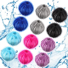 Blulu 12 Pieces Pet Hair Remover for Laundry Dryer Balls Reusable Washing Machine Hair Catcher Pet Dog Cat Catcher Lint Remover (Light Blue,Blue,Grey,Black,Purple,Rose Red)