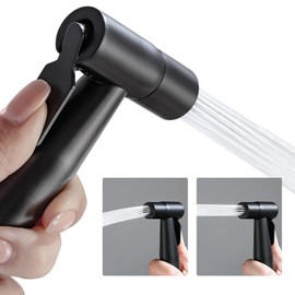 BARROCK Handheld Bidet Sprayer Head Stainless Steel Shattaf Jet Spray Attachment for Toilet, Baby Cloth Diaper Sprayer with Adjustable Water Pressure Control, Matte Black
