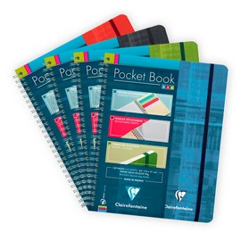 Clairefontaine 68566 °C Pocket Book, A5 With Micro Perforated Elastic Closure, Ruled, 60 Sheets, Assorted Colours