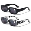 V.W.E. 2 Pairs Rectangular Bifocal Sunglasses Reader for Women Retro