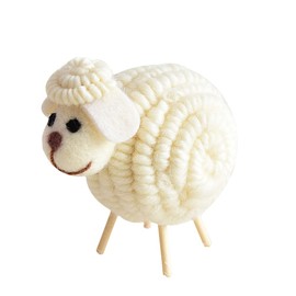 GANPUB White Cute Lamb Hanging Decoration, Felted Wool Christmas Tree Ornament (B 6 x 6 x 11cm) Collectible Buildings and Accessories