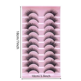 Fluffy Cross False Eyelashes, 10 Pairs Wispy Cat Eye Faux Lashes, Natural Curling Eye Makeup Strip Lashes, Volumized Fake Eyelash for Lashes Extensions