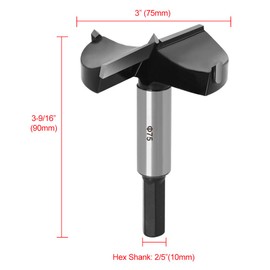 Tungsten Steel Forstner Drill Bit 75 mm, ASNOMY Forstner Drill Bit, Wood Drill, Spade Bit for Wood and Hardwood