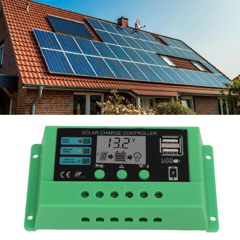 Solar Charge Controller PWM Panel Regulator Adjustable LCD Display 12V