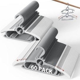 Toddler Hangers 60PCS, 11"-14" Extendable and Stackable Baby Hangers, 45g Ultra-Thick Space Saving Non-Slip Plastic Hanger for Infant, Kids and Nursery Closet, Gray