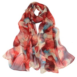FAIRYGATE Chiffon Scarf for Women Fashion Ladies Floral Leaf Print Oversized Scarves Long Soft Colourful Shawl Wrap Stole for Summer Beach Winter Spring Fall 50033