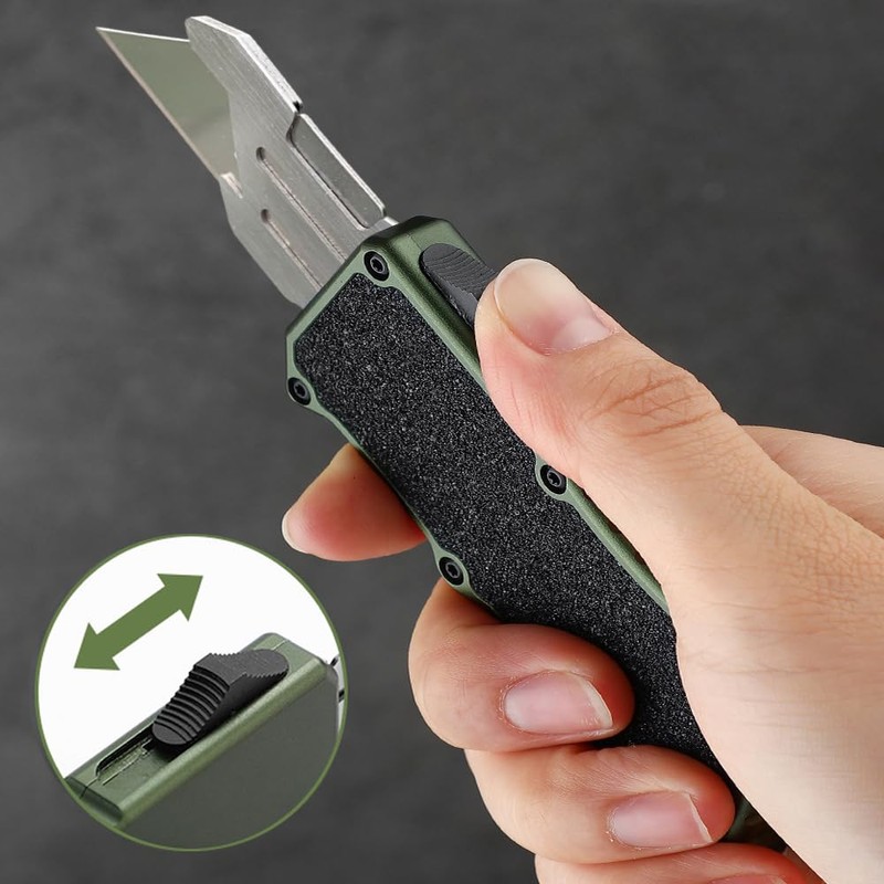 𝗖𝗮𝗿𝗲𝘀𝘀𝗼𝗹𝗼𝘃𝗲 Automatic Utility Knife, Aviation Aluminium Changeable Blade Box Cutter,