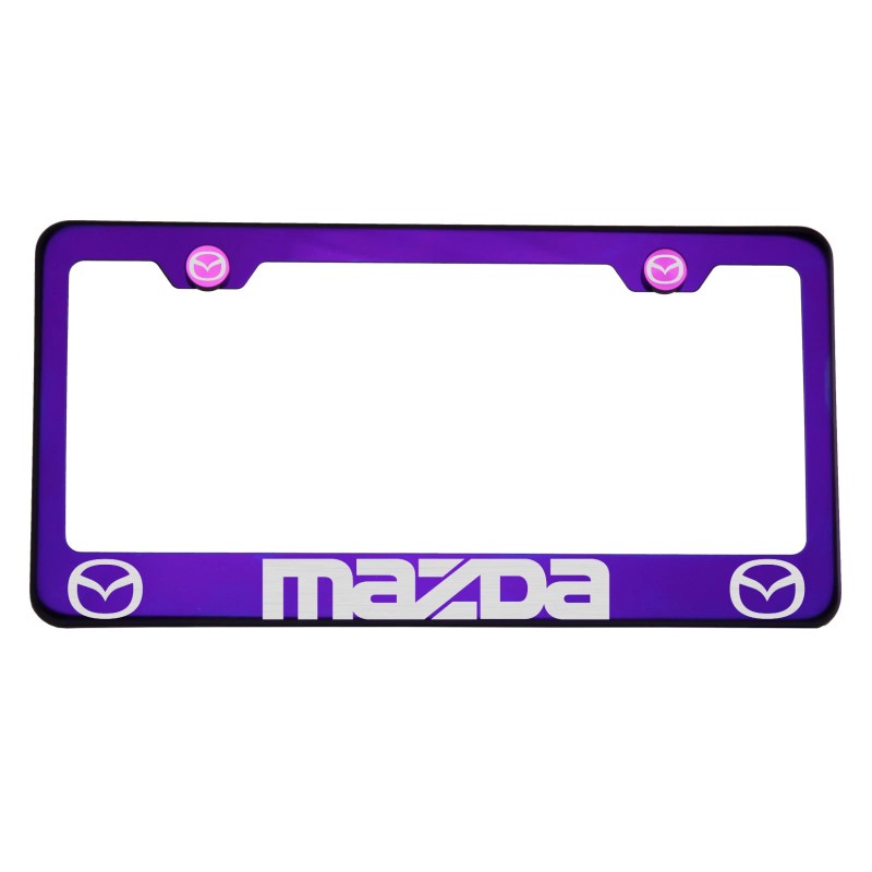 KA T304 Candy Purple License Plate Frame Stainless Steel Silver