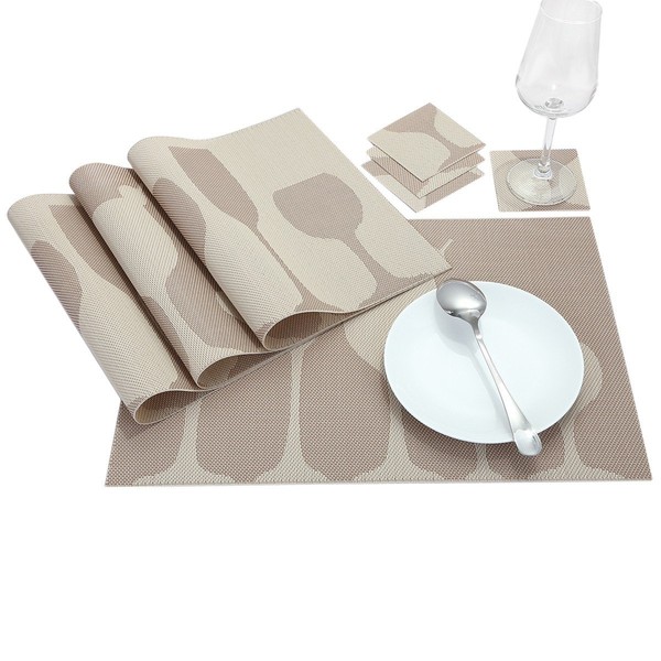mookaitedecor PVC Placemats Set of 4 & Coasters Set of