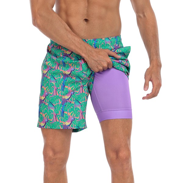 LRD Men's Swim Trunks with Compression Liner 7 Inch Inseam