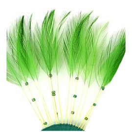 Green Stripped Hackle Feathers x 8 - Fascinators, weddings.4 inches approx