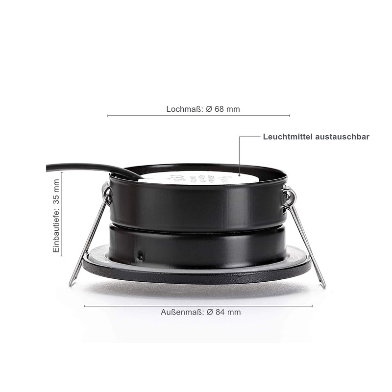 lambado® LED Spotlights Flat for Bathroom IP65 in Black -