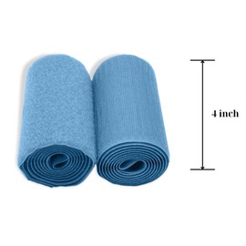 Cinta de gancho y bucle de 4 pulgadas azul claro no adhesiva de 1 yarda de longitud de nailon azul claro Hojas de cierre de tela suave para bolsos, ropa, zapatos, mochilas, proyectos escolares de
