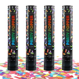 FePen Confetti Cannon x 4, Wedding Confetti Cannon, Biodegradable, Party Popper, Confetti Cannon XXL for Indoor and Outdoor Use (Colourful)