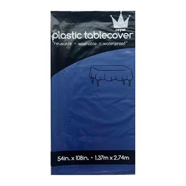 ROYAL7 3 Pack Navy Blue, Rectangle Disposable Plastic Tablecloth for Picnic, Birthday, BBQ, Party, Wedding (Navy Blue, Rectangle, 54in. X108in.)