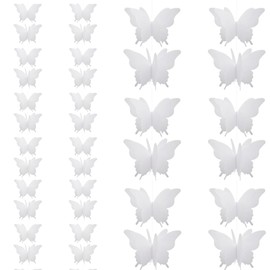 Hocansen 4PCS Paper Butterfly Banner 2.8m/118in Hanging Butterfly Paper Garland Butterfly Hanging Streamers Party Decorations Butterfly Flag for Birthday Wedding Decorations (White/ZHD)