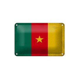 mrdeco Metall Schild 12x18cm gewölbt Kamerun Flag of Cameroon Vintage Schild