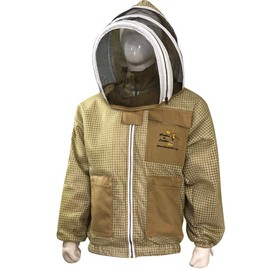 Clothes and Leather 3 Layer Beekeeping Ventilated Jacket Fully Protection Beekeepers Ultra Ventilated Bee Jacket with Fencing Veil Facezipper (2X-Large, Khaki)