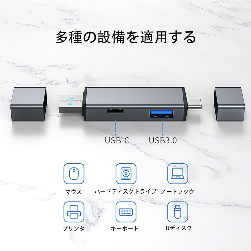 TRkin SDカードリーダーUSB 3.0 4 in 1カードリーダーSD/TF同時読み書きサポートOTG高速伝送多機能カメラアダプタMacOS WindowsサポートパソコンSD microSD SDXC SDHCなど（シルバーグレー）