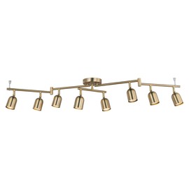 CRAFTRONOS 8 Light Modern Track Lighting Fixtures, Matte Brass Center Rotatable Bar Ceiling Spotlight, Foldable Arms Track Lighting Kit for Kitchen,Dining,Living Room Bedroom,GU10 Bulb Not Included