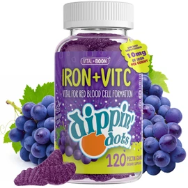 Hierro con gomitas de vitamina C y B12 (120 unidades) vitales para la formacin de glbulos rojos  Suplementos masticables de fruta de pectina real de  