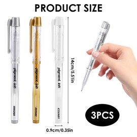 3 Pack White Gold Silver Gel Pens for Colouring 1.0mm Fine Liner Art Pen Ballpoint Gelly Ink Pen Rollerball Highlighter Fineliner for Artists Drawing Sketching Writing Illustration Coloring Paper