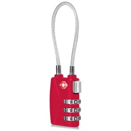 CFMOUR TSA Locks - 1, 2, 3, 4, 5, 6 Pack 3-Dial Travel Cable Combination Security Padlock for Suitcase Luggage Case Bag Code Lock - Red (Pack of 1)