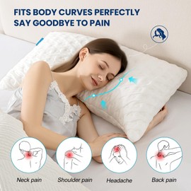 Side Sleeper Pillow for Adults, Cervical Pillow for Neck and Shoulder Pain, Ergonomic Contour Pillow, Cooling Shredded Memory Foam Pillow Curved Bed Pillow, King Size, Extra Fill Included