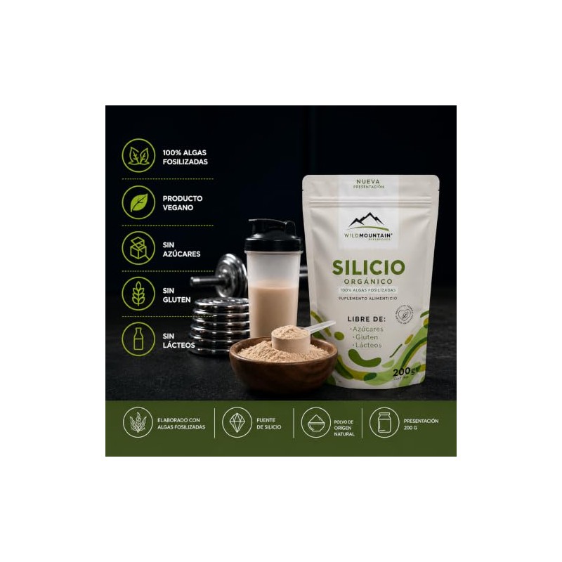 Silicio Orgánico Wildmountain 200 100 Algas Fosilizadas Fuente Vegetal Producto