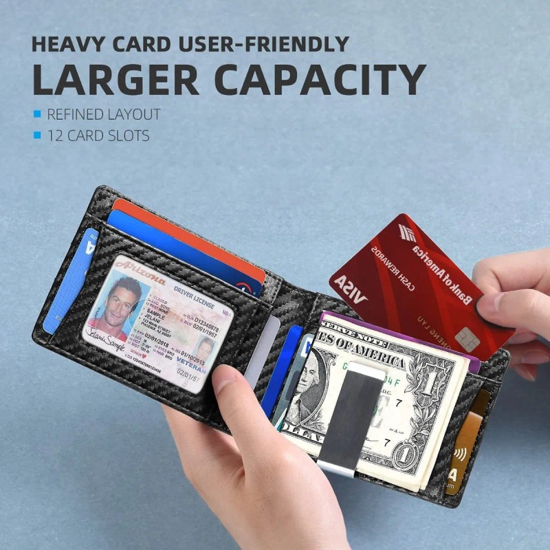 Cartera Hombre Minimalista Rfid Bloqueo Con Clip De Billetes