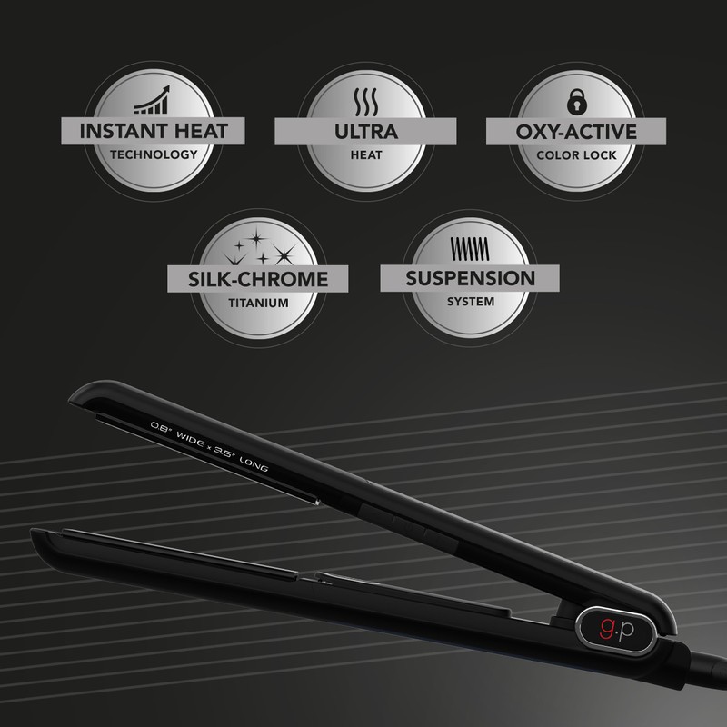 GA.MA G-EVO Silk Chrome Titanium 4/5 Inch Flat Iron with