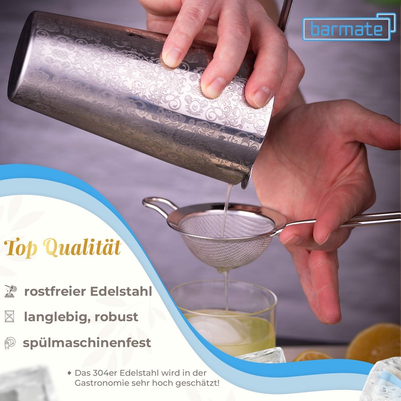 barmate Cocktail Shaker Stainless Steel Professional Boston Shaker, High-Quality Bar