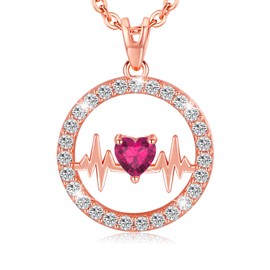 LAVUMO Heartbeat Necklaces for women Sterling Silver Cubic Zirconia Pendant Jewellery Gifts Ideas for Women Wife Girlfriend Mum Christmas Valentine's Day Anniversary Birthday Mothers Day Gifts