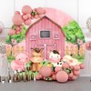 Laeacco 7.2x7.2ft Farm Animals Theme Round Backdrop Pink Barn Door