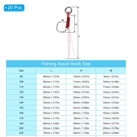 PATIKIL Fishing Assist Hooks Kit, 20 Pcs Glow Jigging Hook Slow Fast Fall Jigs Fishing Hooks for Vertical Jigging Lures, Green (65mmx20mm)