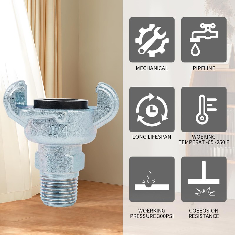 ChillWaves Iron Air Hose Fitting, 1/4" NPT Male 2 Lug