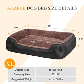 Dog Bed for Large Dogs, Orthopedic Dog Bed, Warming Soft Puppy Bed, Durable Pet Bed with Anti-Slip Bottom