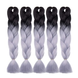 5 pcs/Lot 24 Inch Braiding Hair Extensions Two Ombre Braiding Hair Synthetic Braid Hair Extensions Black to Grey