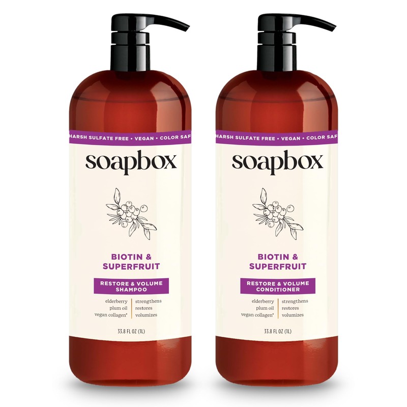 Soapbox Set de Champú y Acondicionador Biotina y Superfruit Con